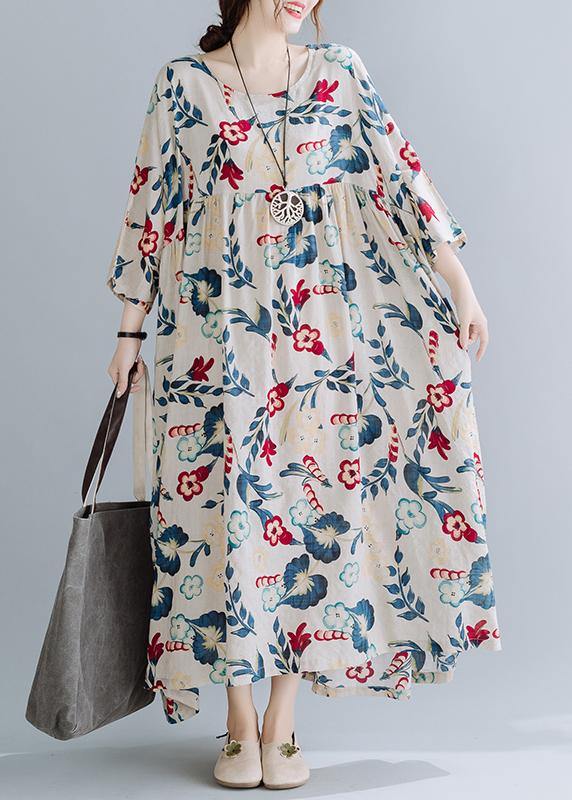 Beautiful Nude Print Dresses O Neck Cinched Art Spring Dresses - SooLinen