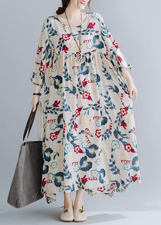 Beautiful Nude Print Dresses O Neck Cinched Art Spring Dresses - SooLinen