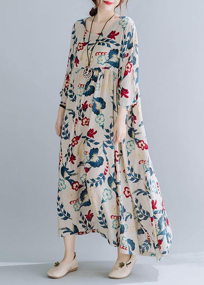 Beautiful Nude Print Dresses O Neck Cinched Art Spring Dresses - SooLinen