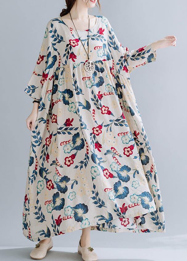 Beautiful Nude Print Dresses O Neck Cinched Art Spring Dresses - SooLinen