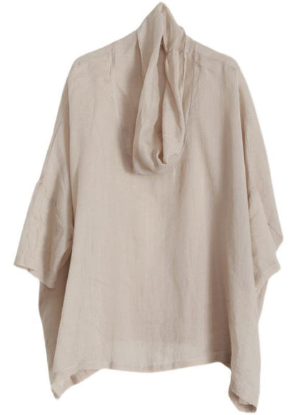 Beautiful Nude Turtle Neck Batwing Sleeve Two Piece Set Women Clothing Summer Linen - SooLinen