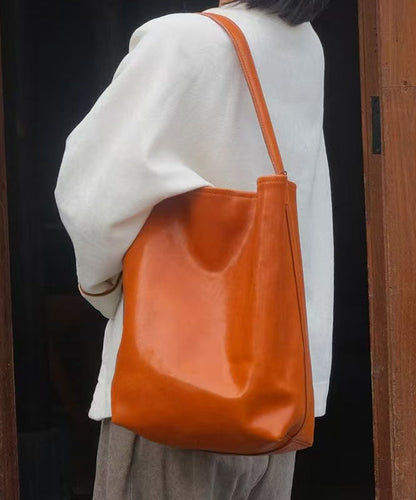Beautiful Orange Large Capacity Durable Leather Shoulder Bags