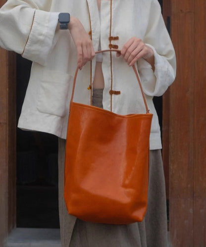 Beautiful Orange Large Capacity Durable Leather Shoulder Bags