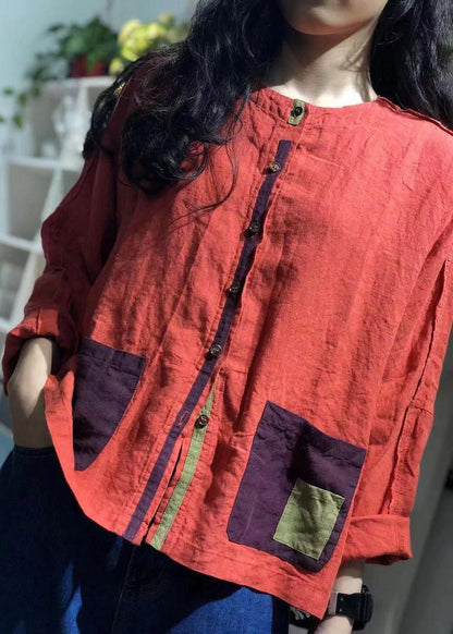 Beautiful Patch pockets linen shirts Tunic Tops black top fall - SooLinen