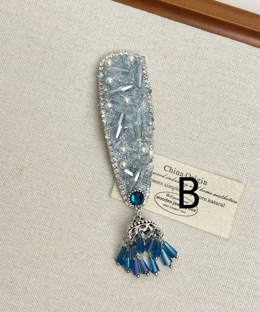 Beautiful Peacock Blue Tasseled Women Hairpin