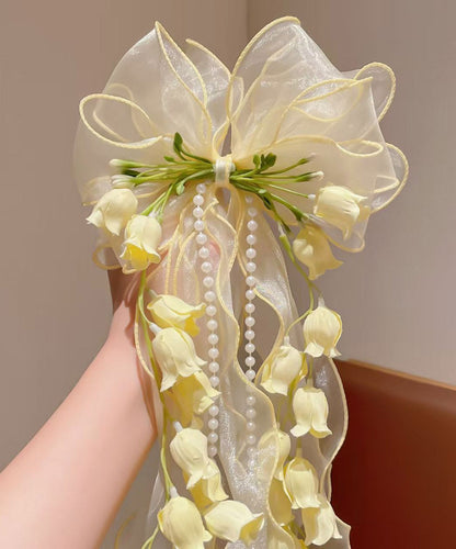 Beautiful Pink Alloy Bow Lily Of The Valley Tassel Hairpin