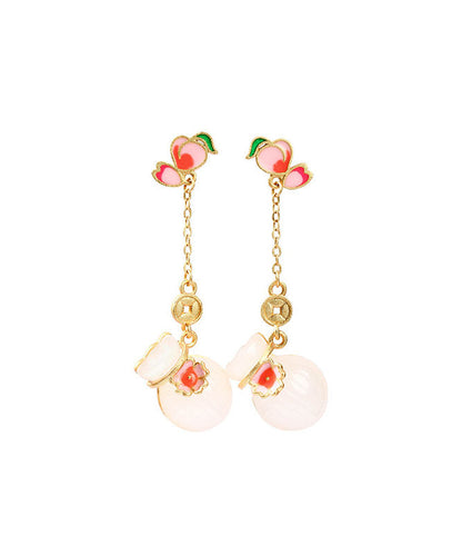 Wunderschöne rosa Sterling Silber Overgilt Jade Emaille Geldbeutel Tropfen Ohrringe