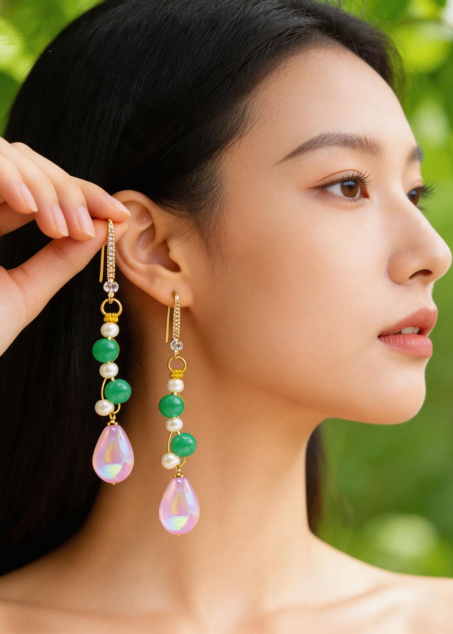 Beautiful Pink Water Droplet Acrylic Drop Earrings