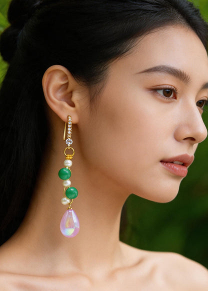 Beautiful Pink Water Droplet Acrylic Drop Earrings