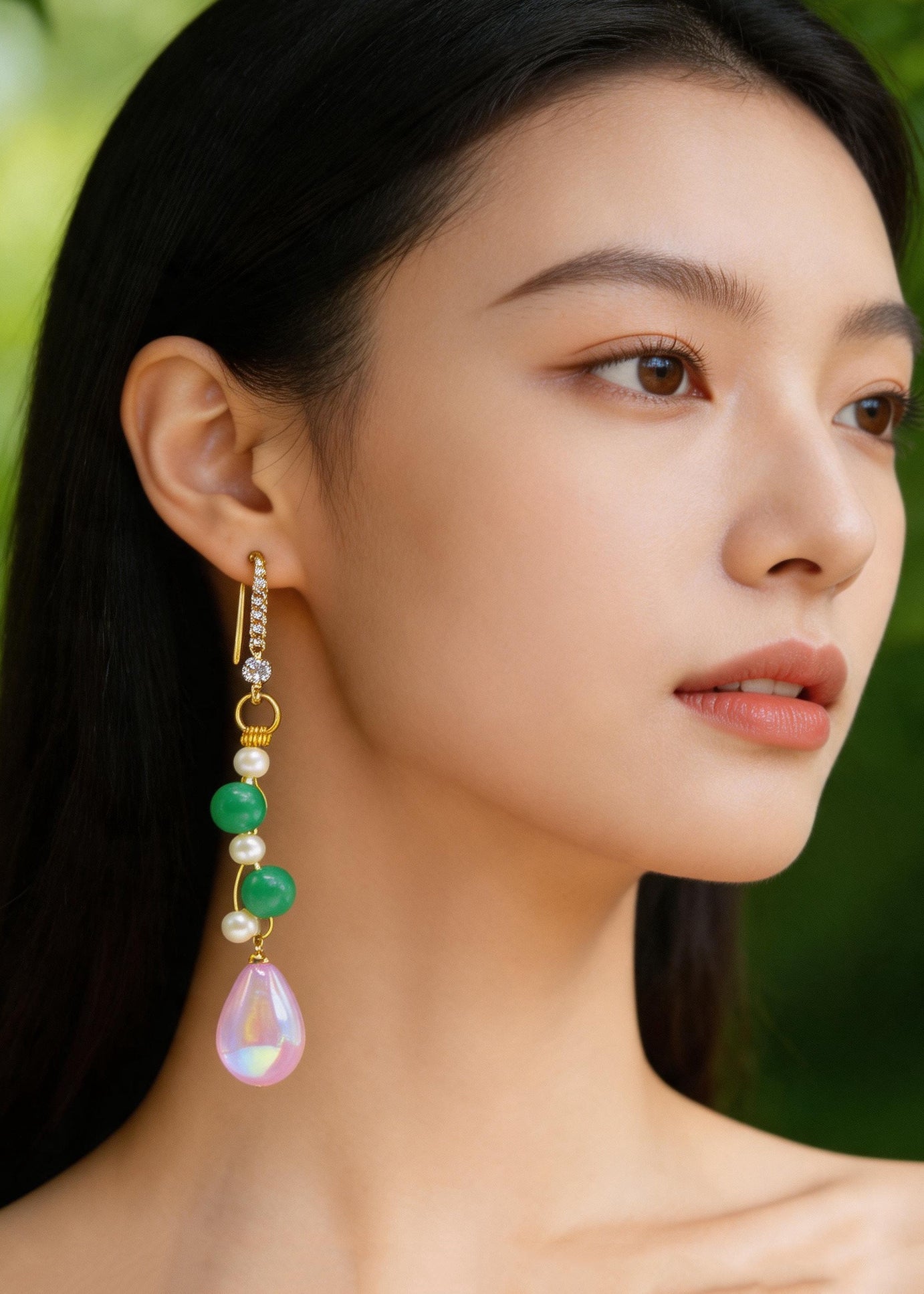 Beautiful Pink Water Droplet Acrylic Drop Earrings