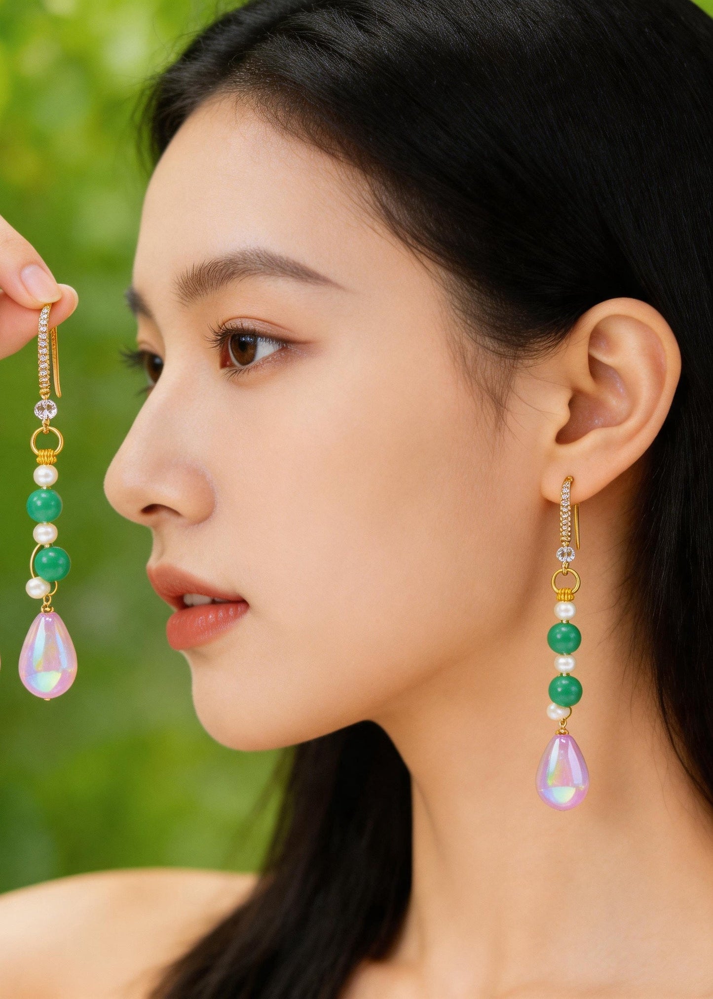 Beautiful Pink Water Droplet Acrylic Drop Earrings