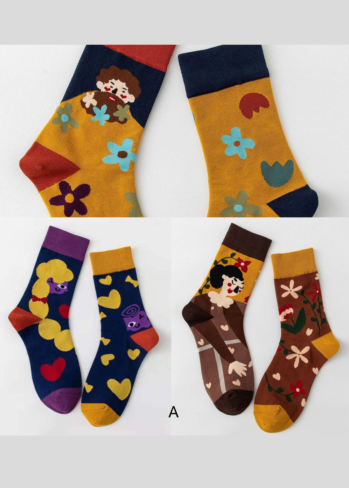 Wunderschöne karierte Jacquard-Crew-Socken aus Baumwolle