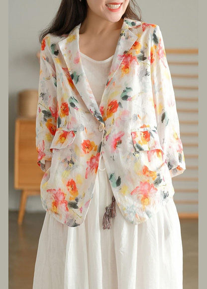 Beautiful Print Pockets Summer Ramie Coat - SooLinen