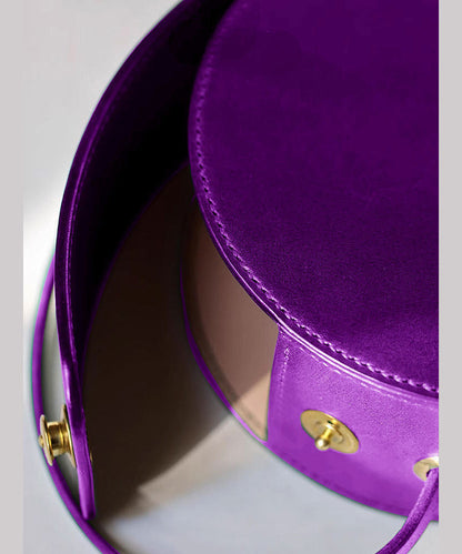 Beautiful Purple Calf Leather Round Bag