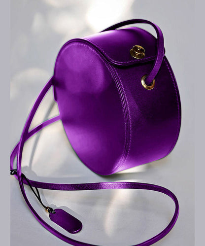 Beautiful Purple Calf Leather Round Bag