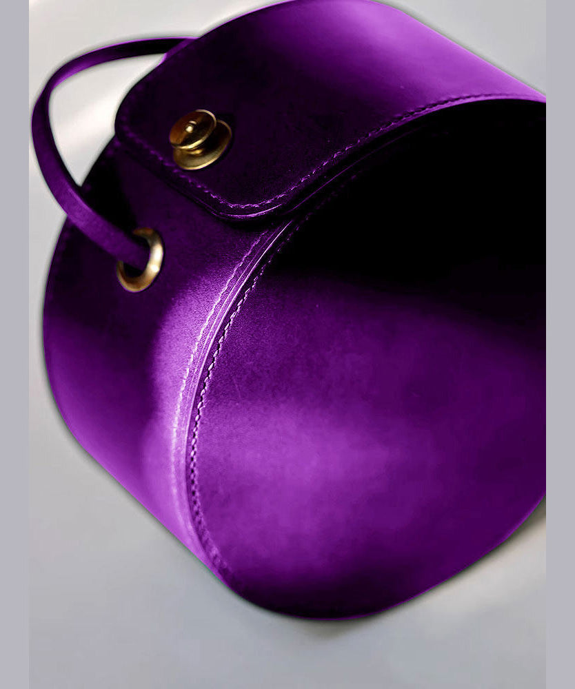 Beautiful Purple Calf Leather Round Bag