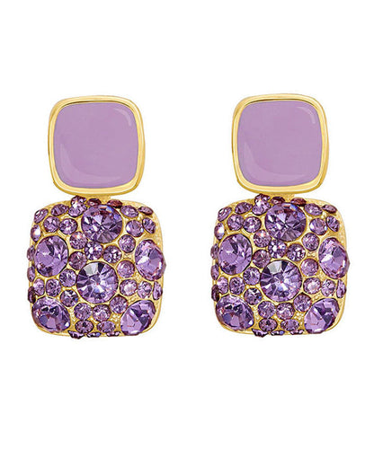 Beautiful Purple Metal Gem Stone Stud Earrings