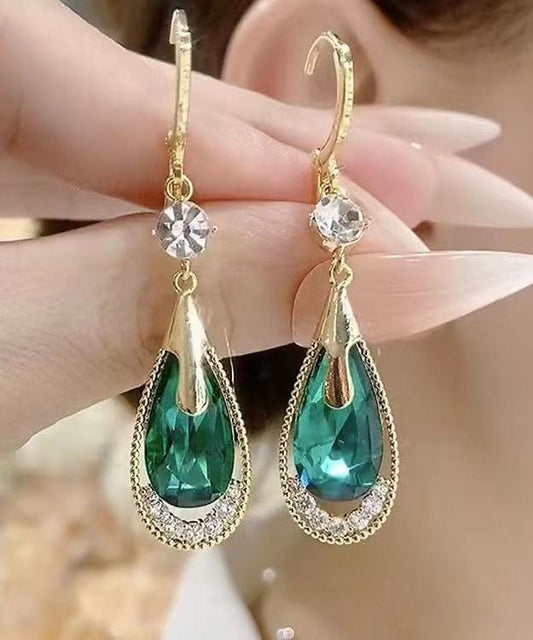 Wunderschöne lila Sterling Silber Intarsien Zirkon Kristall Wassertropfen Ohrringe