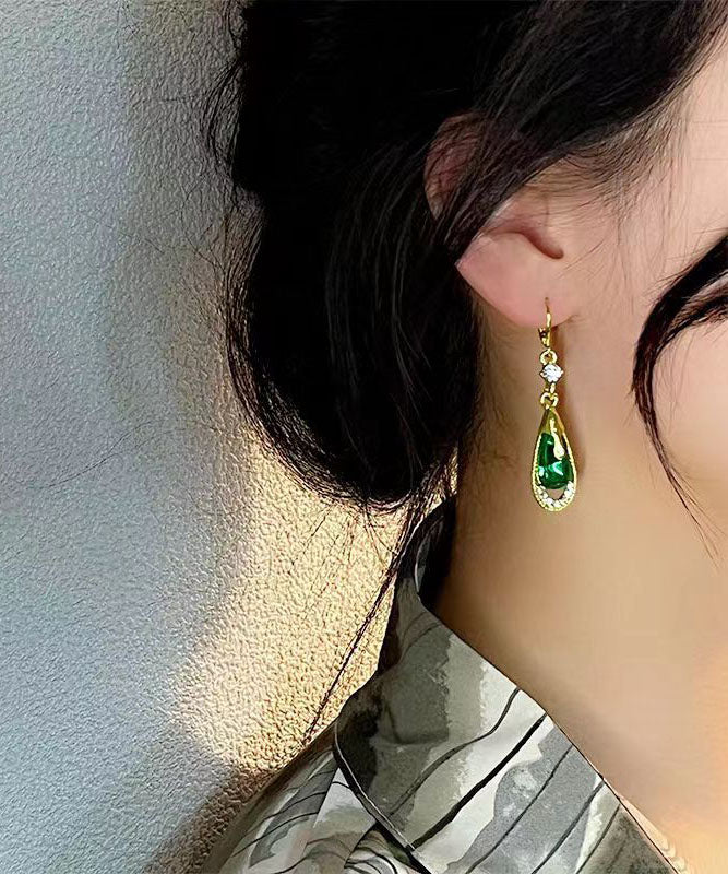 Wunderschöne lila Sterling Silber Intarsien Zirkon Kristall Wassertropfen Ohrringe