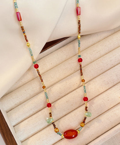 Hermoso collar de princesa con cuentas de ágata arcoíris