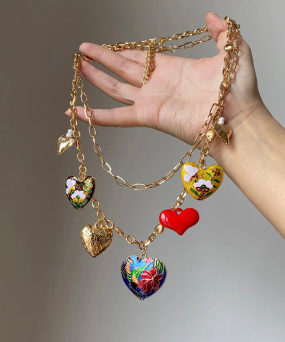 Hermoso collar con colgante floral de amor de aleación de cobre con arcoíris