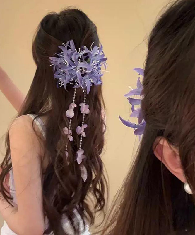 Beautiful Red Acrylic Pearl Floral Tassel Hairpin