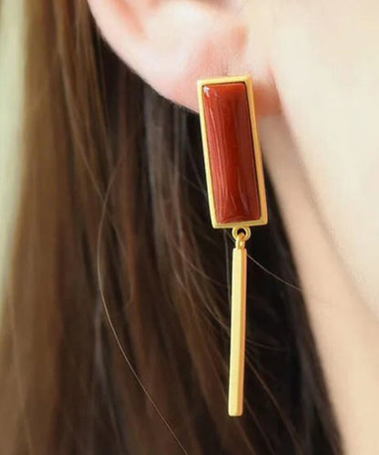 Wunderschöne rote Achat-Silber-Tropfenohrringe