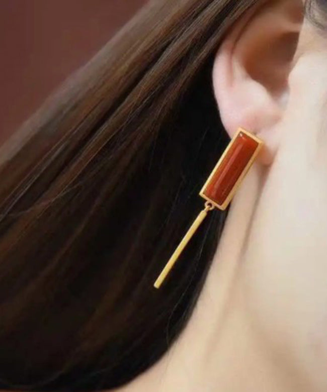 Wunderschöne rote Achat-Silber-Tropfenohrringe