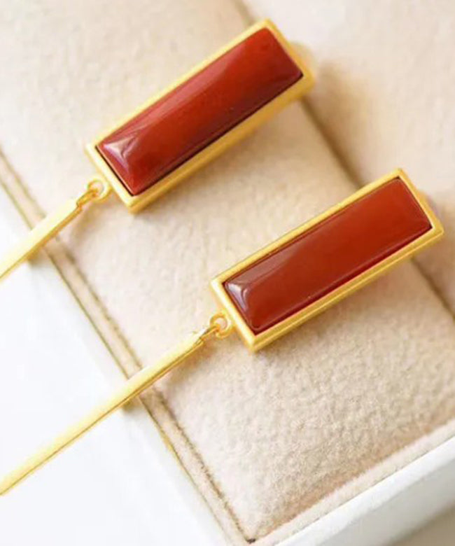 Wunderschöne rote Achat-Silber-Tropfenohrringe