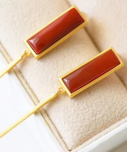 Wunderschöne rote Achat-Silber-Tropfenohrringe