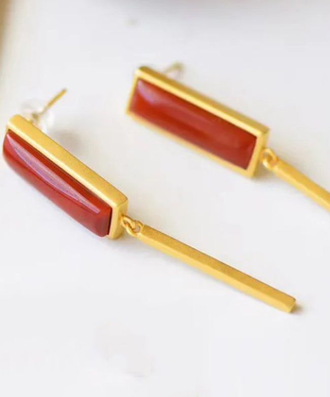 Wunderschöne rote Achat-Silber-Tropfenohrringe