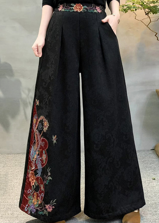 Wunderschöne rote Jacquard-Fleecehose mit Taschen für den Winter