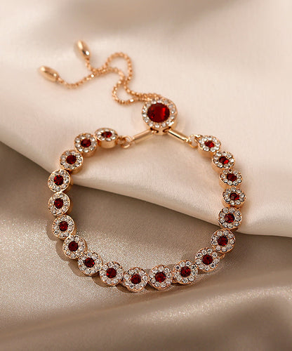 Wunderschönes rotes Charm-Armband aus Sterlingsilber mit Zirkonia-Kristall