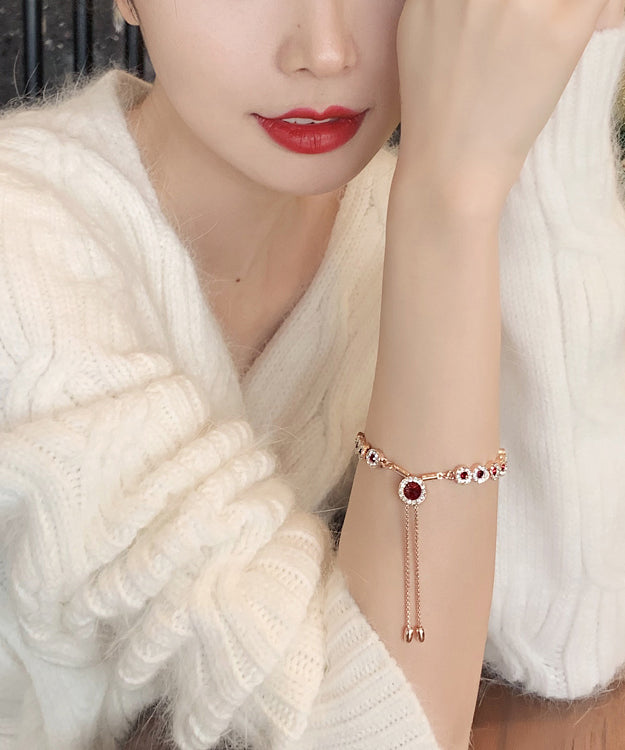 Wunderschönes rotes Charm-Armband aus Sterlingsilber mit Zirkonia-Kristall