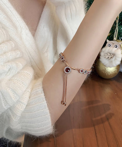 Wunderschönes rotes Charm-Armband aus Sterlingsilber mit Zirkonia-Kristall