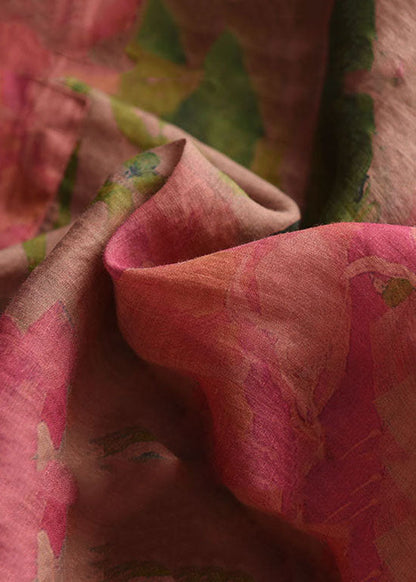 Hermosas blusas de lino con cuello redondo y estampado de rosas, con botones y patchwork, para verano