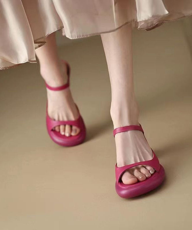 Wunderschöne Rose – Peep-Toe-Sandalen mit klobiger Sohle