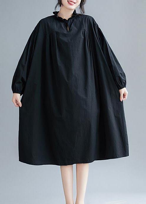 Beautiful Ruffled Baggy Black  Dresses - SooLinen