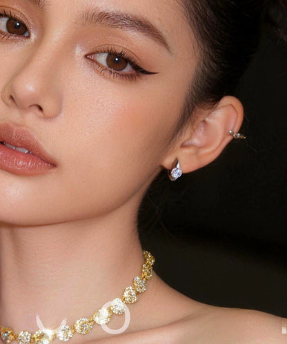 Beautiful Silk Copper Alloy Zircon Hoop Earrings