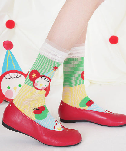 Hermosos calcetines de media pantorrilla de malla fina y transpirables con dibujos animados