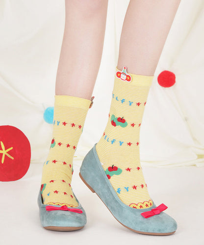 Hermosos calcetines de media pantorrilla de malla fina y transpirables con dibujos animados