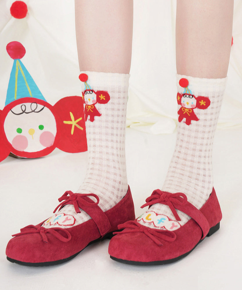 Hermosos calcetines de media pantorrilla de malla fina y transpirables con dibujos animados