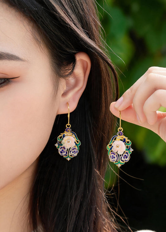 Beautiful Use Enamel Techniques Metal Drop Earrings