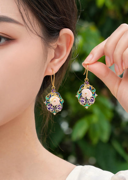 Beautiful Use Enamel Techniques Metal Drop Earrings