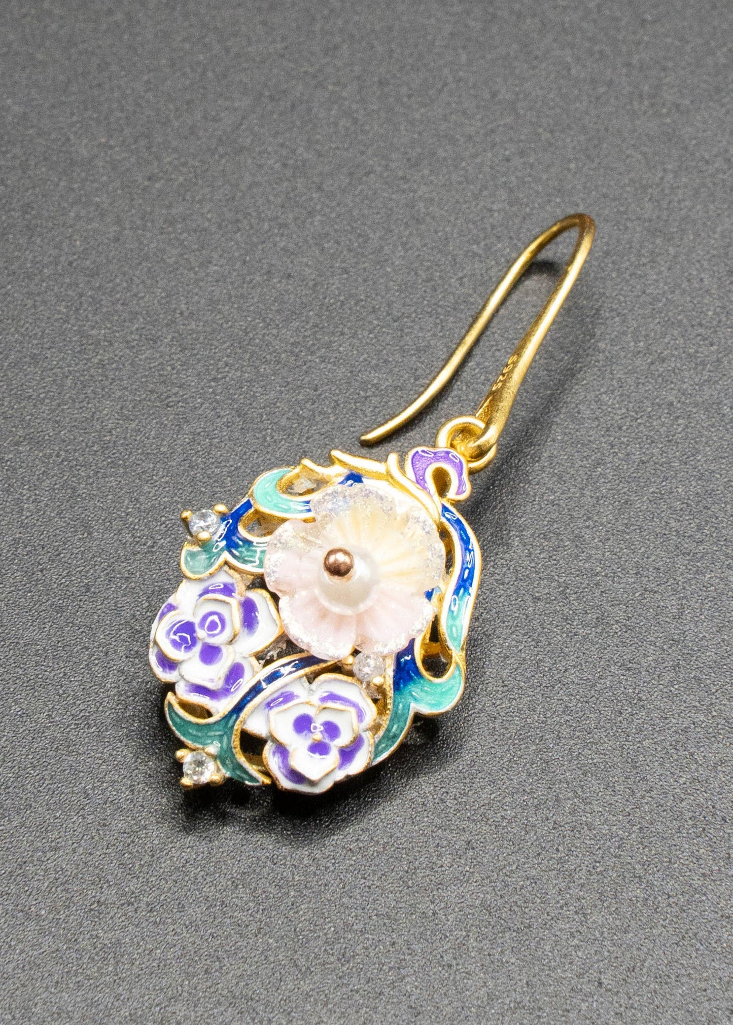 Beautiful Use Enamel Techniques Metal Drop Earrings