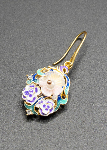 Beautiful Use Enamel Techniques Metal Drop Earrings