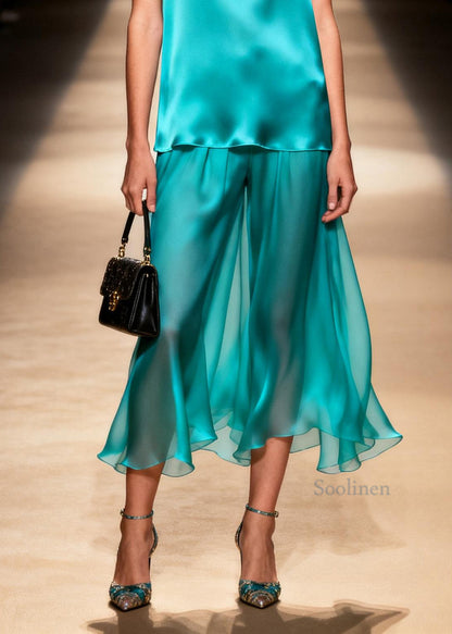 Beautiful V Neck False Two Pieces Patchwork Silk Dress Sleeveless