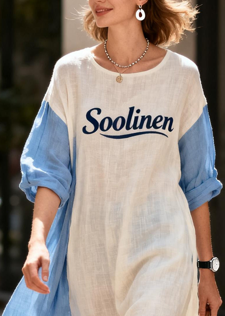 Beautiful White Oversized Patchwork Cotton Maxi Dresses Summer
