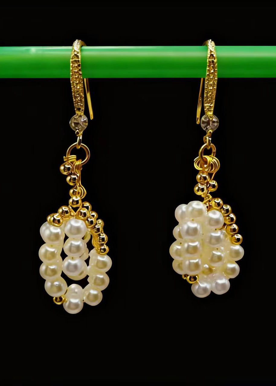 Beautiful White Pearl Original Design Drop Earrings