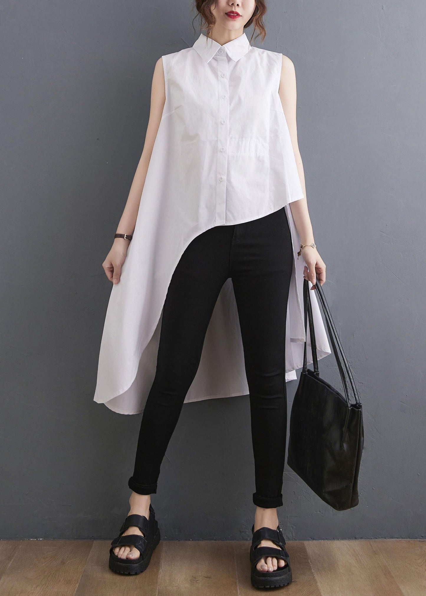 Beautiful White Peter Pan Collar Button Cotton Shirt Summer - SooLinen